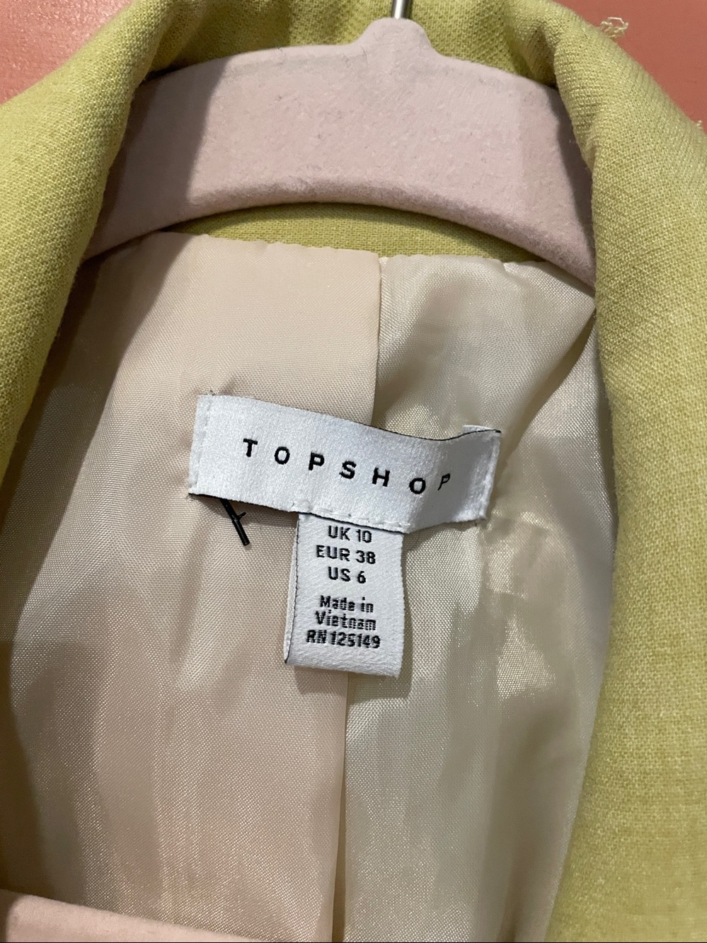 Topshop 🍋 Lemon-Green Single-Breasted Blazer - Picture 5 of 7